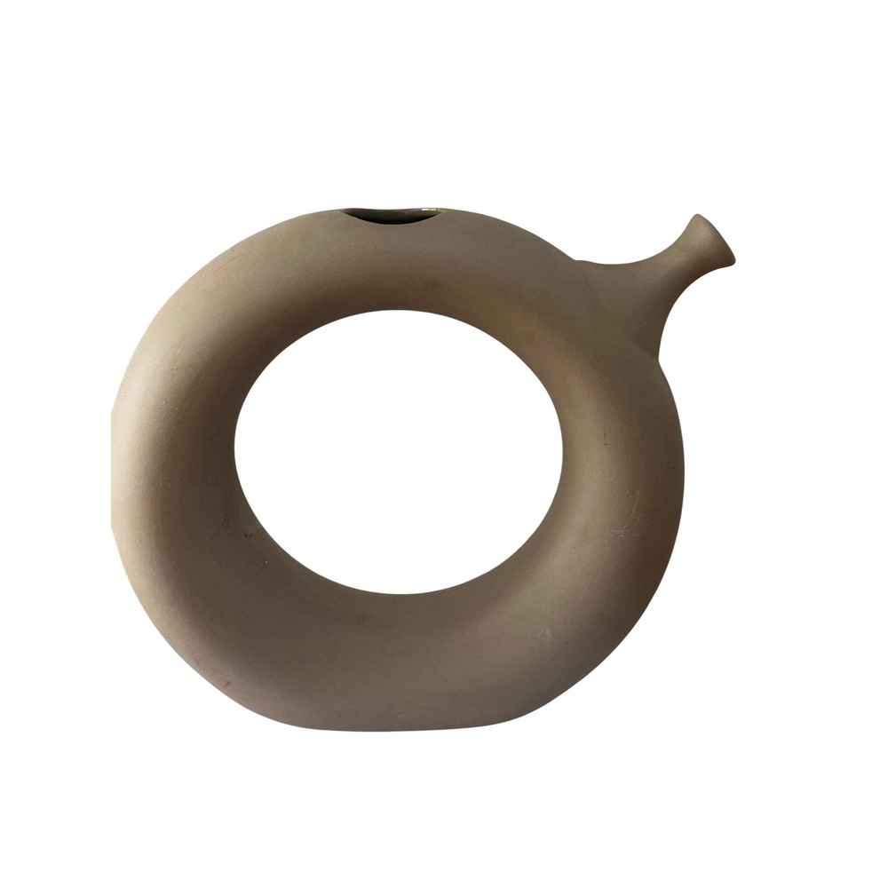 Vtg Hartstone Pottery Alabama Ring Jug Unglazed Matte Donut Vase No cork 60s/70s